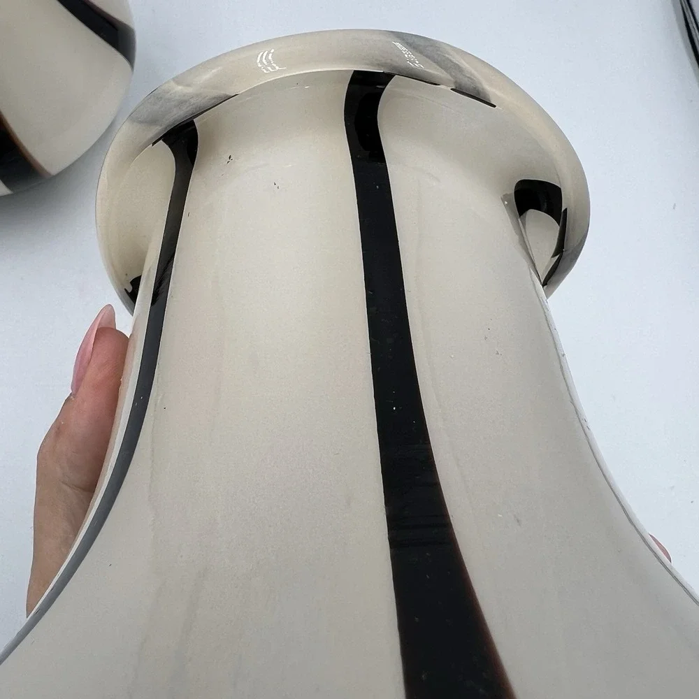 Ferm Living Riban Vase Cream Ribbon‎ Stripe Scandinavian Danish Glass Decor